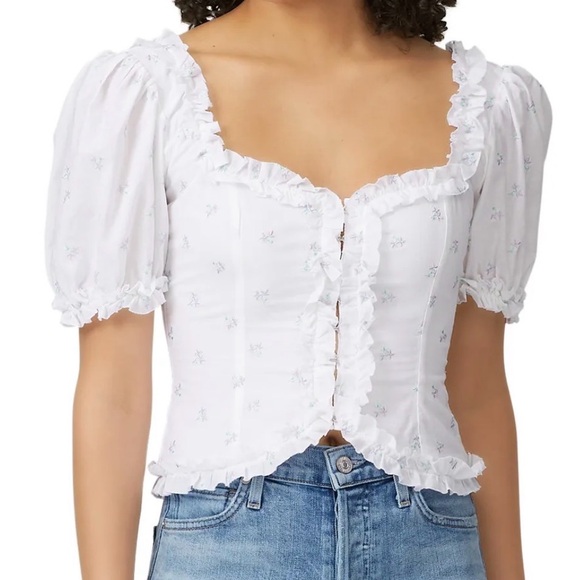 For Love And Lemons White Floral Blouse - Picture 2 of 2